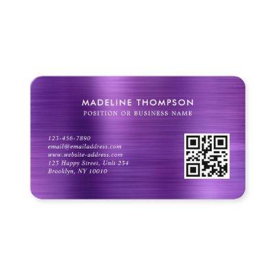 Professional Brushed Metallic Purple Logo QR Code