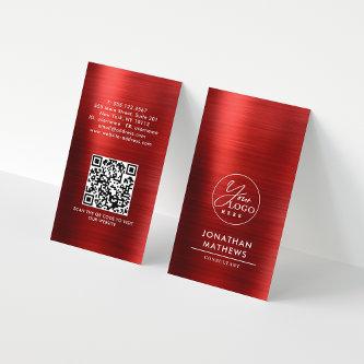 Professional Brushed Metallic Red Logo QR Code