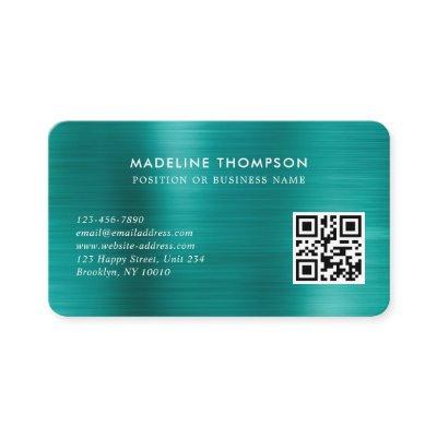 Professional Brushed Metallic Teal Logo QR Code