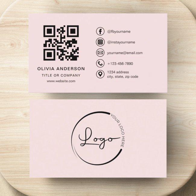 Professional Business Blush Pink QR Code