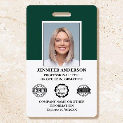 Professional Business Employee ID Security Green Badge