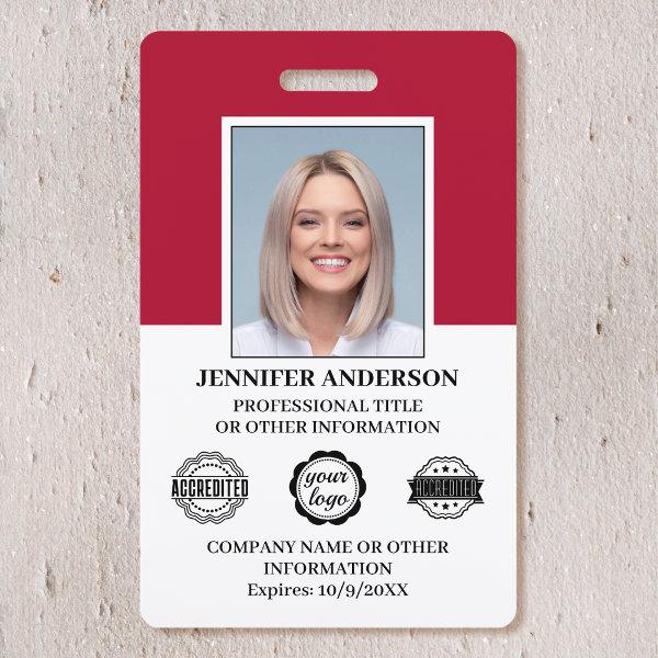 Professional Business Employee ID Security Red Badge