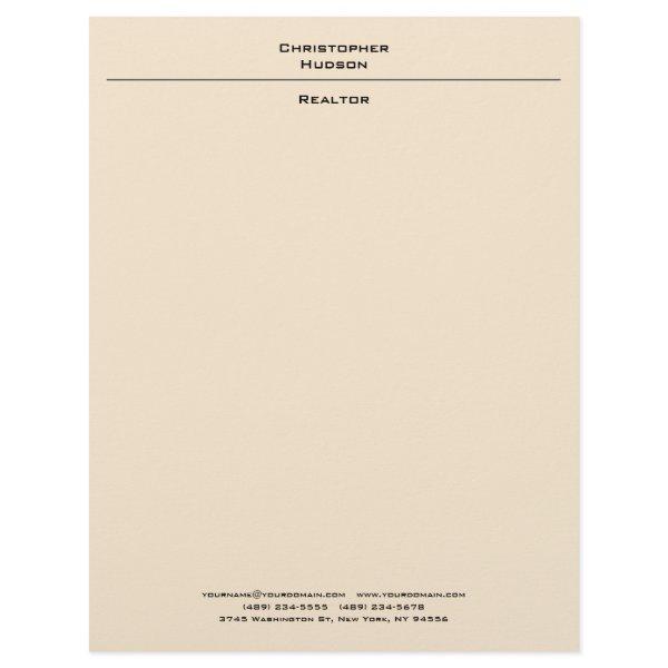 Professional Champagne Color Simple Plain Letterhead