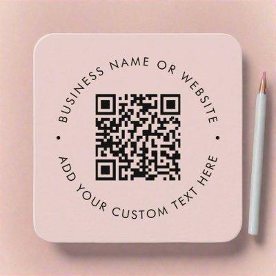 Professional Clean Blush Pink Scannable QR Code  Square
