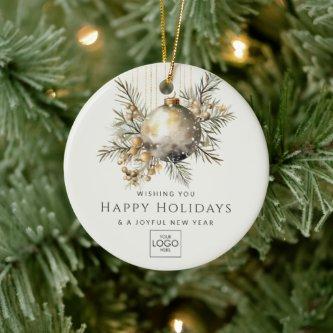 Professional Company Logo Elegant Custom Christmas Ceramic Ornament