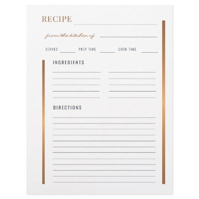 Professional cook elegant gold blank recipe flyer