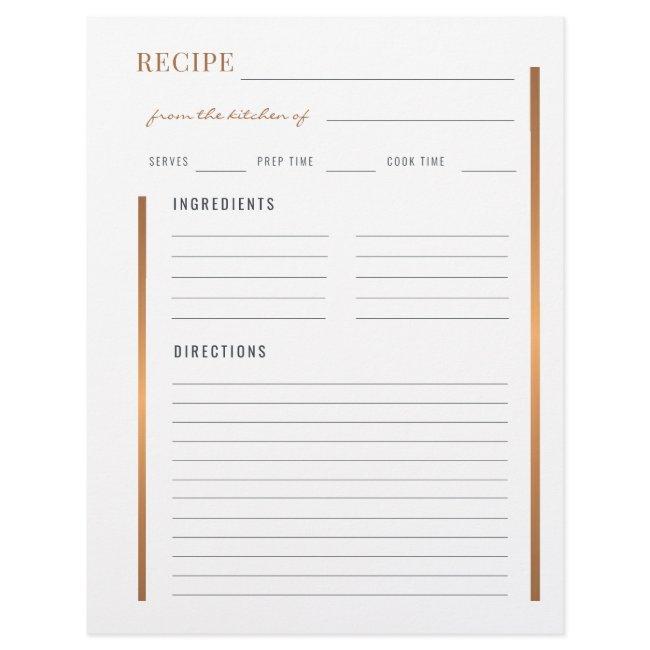 Professional cook elegant gold blank recipe flyer