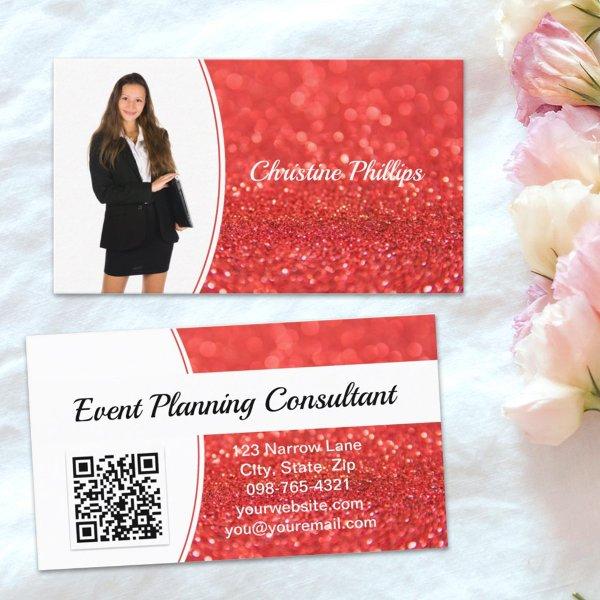 Professional Coral Bokeh Glitter Custom Photo QR