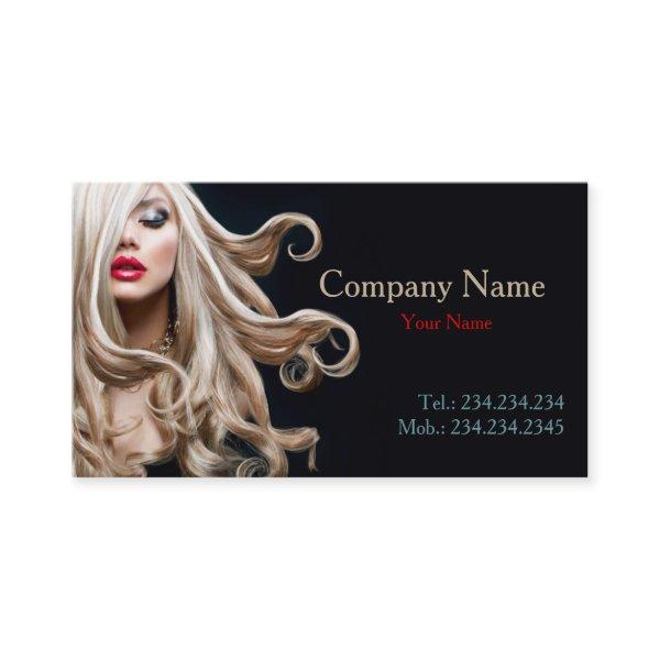 Professional Curly Model Blonde Hair Stylist Card