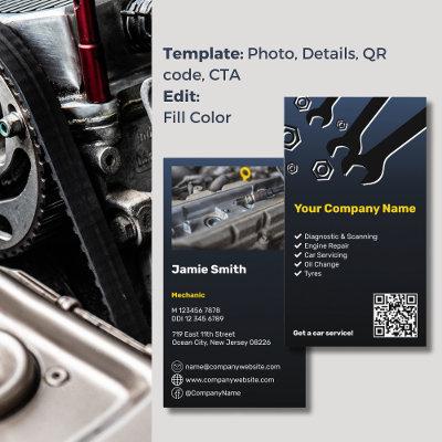 Professional Custom Blue QR Code Auto Mechanic