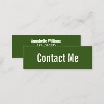 Professional Dark Green and White Contact Card