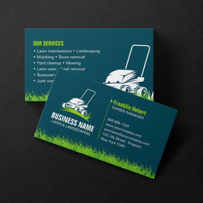 Professional Dark Teal Green Lawn Care Landscaping