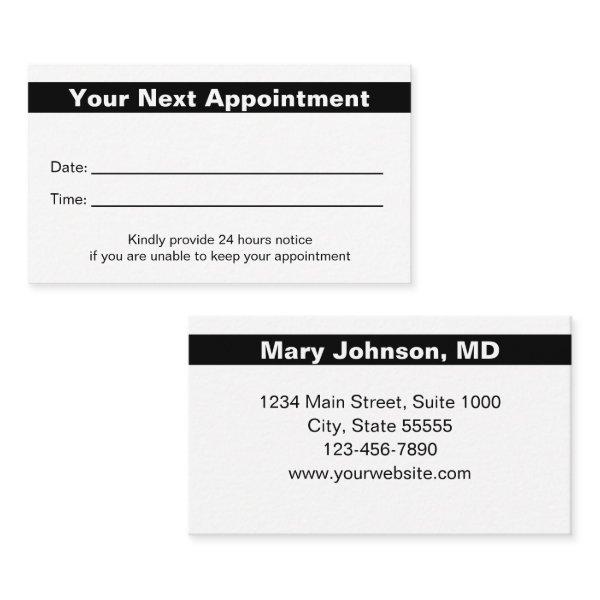 Professional Doctor Appointment Reminder Card