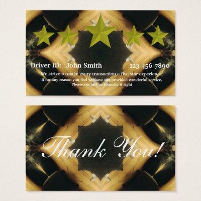 Professional Driver five star rating feedback card