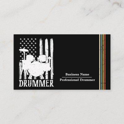 professional Drums Drummer American Flag