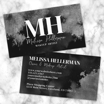 Professional Elegant Black Silver Monogram