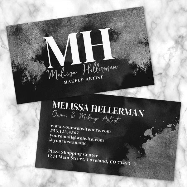 Professional Elegant Black Silver Monogram