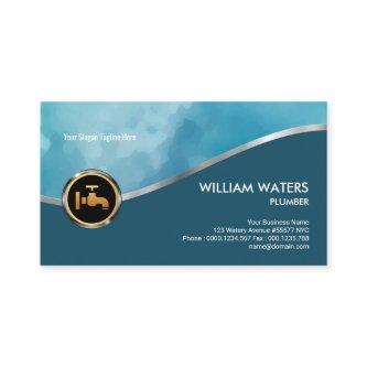 Professional Elegant Cyan Silver Wave Plumber