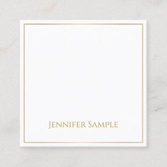 Professional Elegant Gold Text White Modern Plain Square