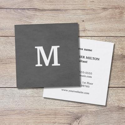 Professional Elegant Grey White Monogram Square