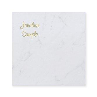 Professional Elegant Marble Handwritten Gold Text Square