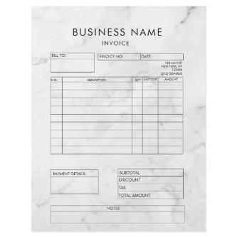 Professional Elegant Marble Invoice Receipt Letterhead