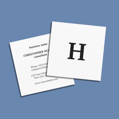 Professional Elegant Minimal Black White Monogram Square