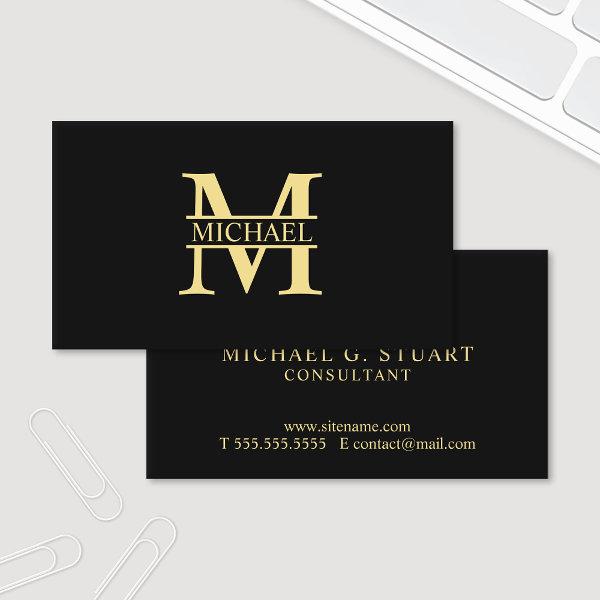 Professional Elegant Monogram Black and Gold