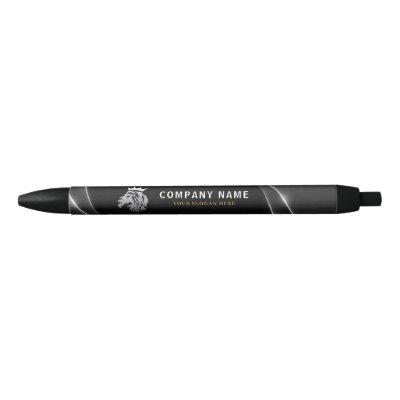 Professional Elegant Silver Lion Logo  Black Ink Pen