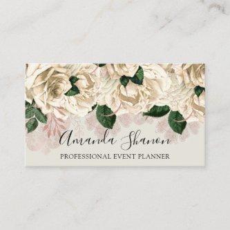 Professional Event Planner Roses Ivory Logo QRCode