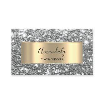 Professional Faux Gold Glitter Gray Silver QR Code