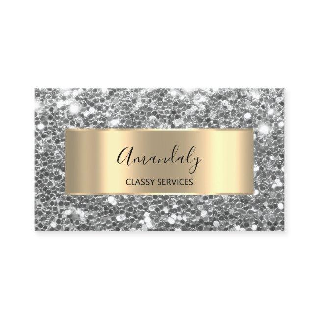 Professional Faux Gold Glitter Gray Silver QR Code