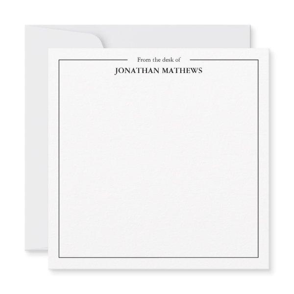 Professional From the desk of Name Square Border Note Card