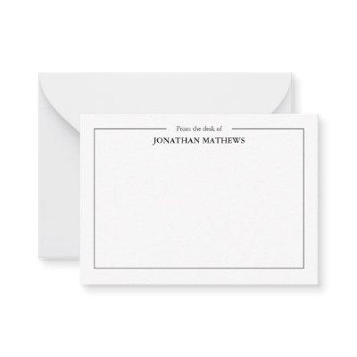 Professional From the desk of Name Square Border Note Card