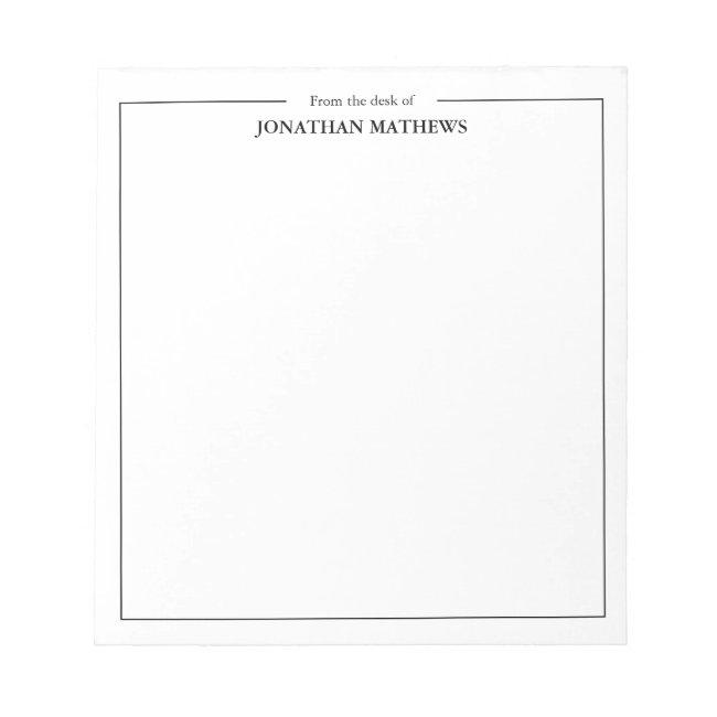 Professional From the desk of Name Square Border Notepad