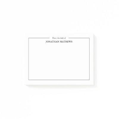 Professional From the desk of Name Square Border Post-it Notes