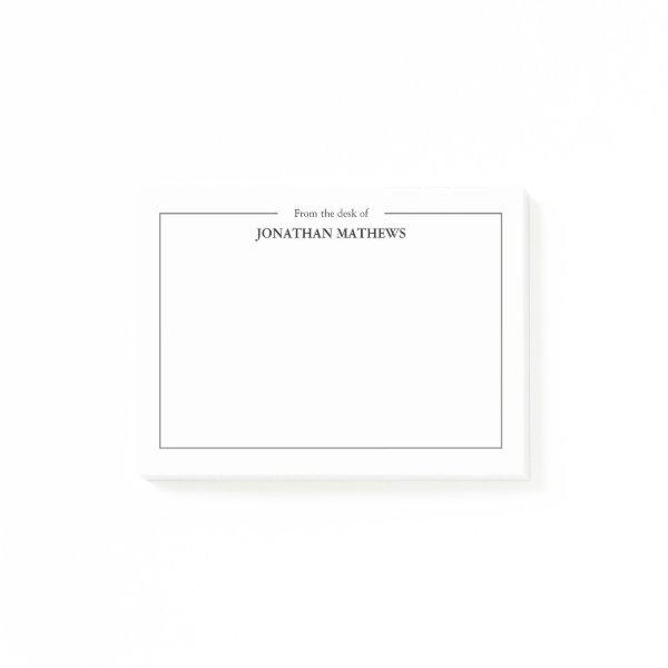 Professional From the desk of Name Square Border Post-it Notes