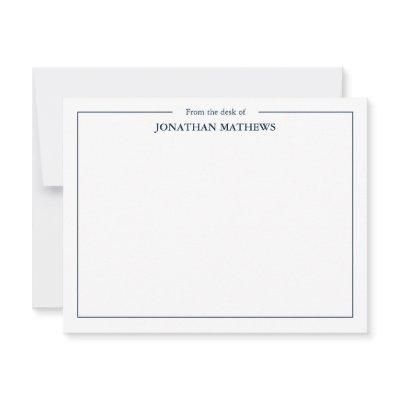 Professional From the desk of Square Border Blue Note Card