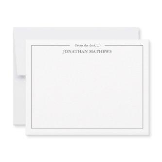 Professional From the desk of Square Border Gray Note Card