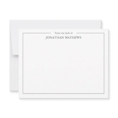Professional From the desk of Square Border Gray Note Card