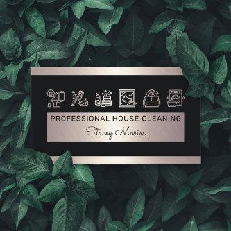 Professional Gold And Black House Keeper Cleaning