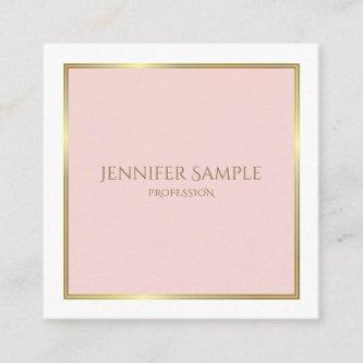 Professional Gold Blush Pink White Luxe Plain Square