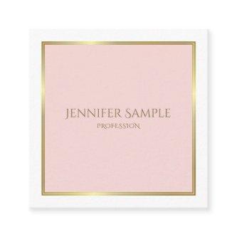 Professional Gold Blush Pink White Luxe Plain Square