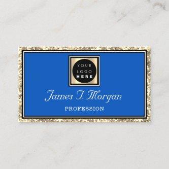 Professional Gold Glitter Frame Logo Royal Blue