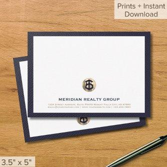 Professional Gold Logo Real Estate Note Cards