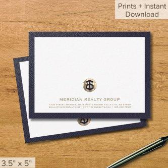 Professional Gold Logo Real Estate Note Cards