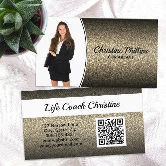 Professional Gold Ombre Glitter Custom Photo QR