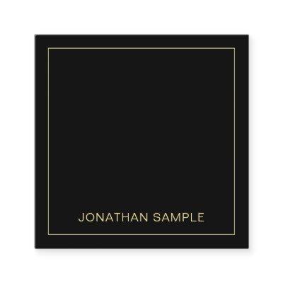 Professional Gold Text Name Elegant Black Template Square