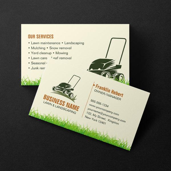 Professional Green Biege Lawncare Landscaping Mow