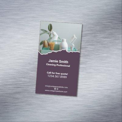 Professional House Cleaning Purple White  Magnet